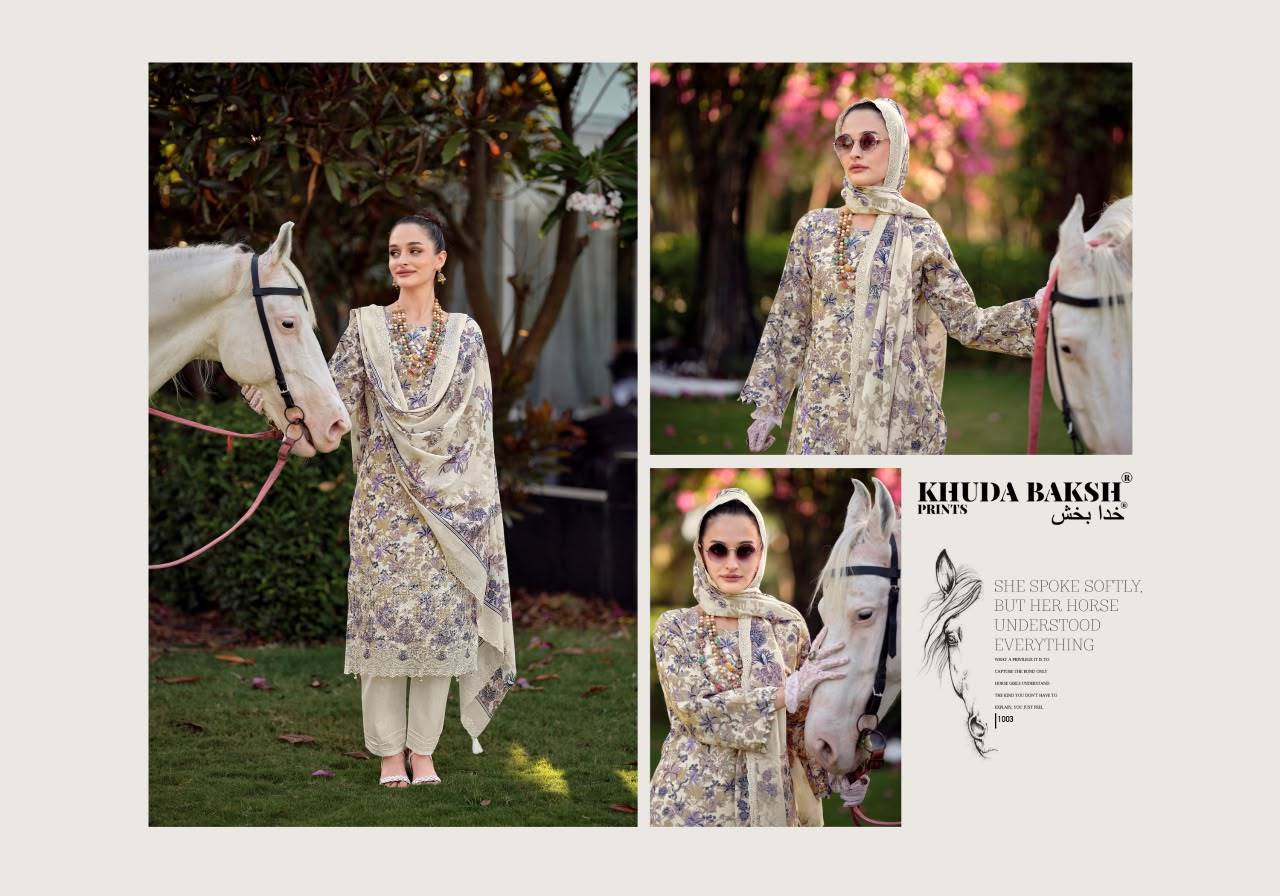 HANIYA HIBA VOL 1 By KHUDHA BAKSH 1001 To 1008 Series Pakistani Suits casual Wear PURE LAWN Readymade Stitched Dresses At Wholesale